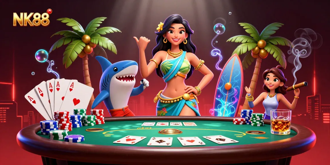 Experience the thrill of NK88 with dynamic poker gameplay and vibrant characters.