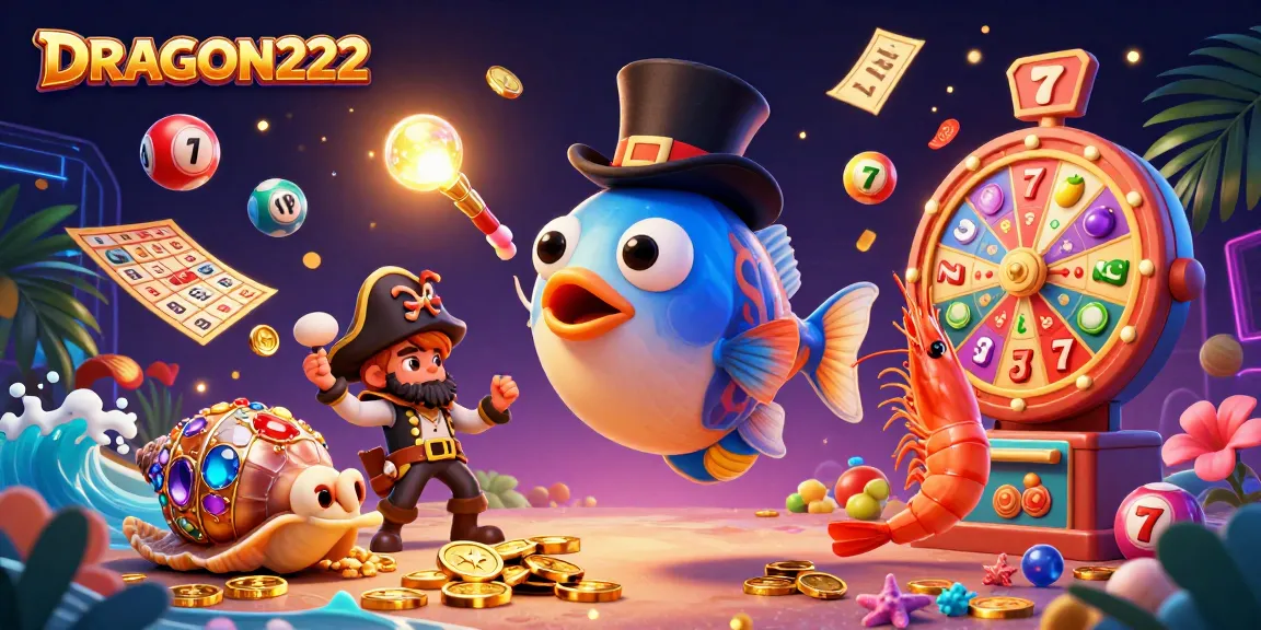Spin to win with DRAGON222 as glowing anglerfish attracts golden coins, surrounded by exciting slot game elements.