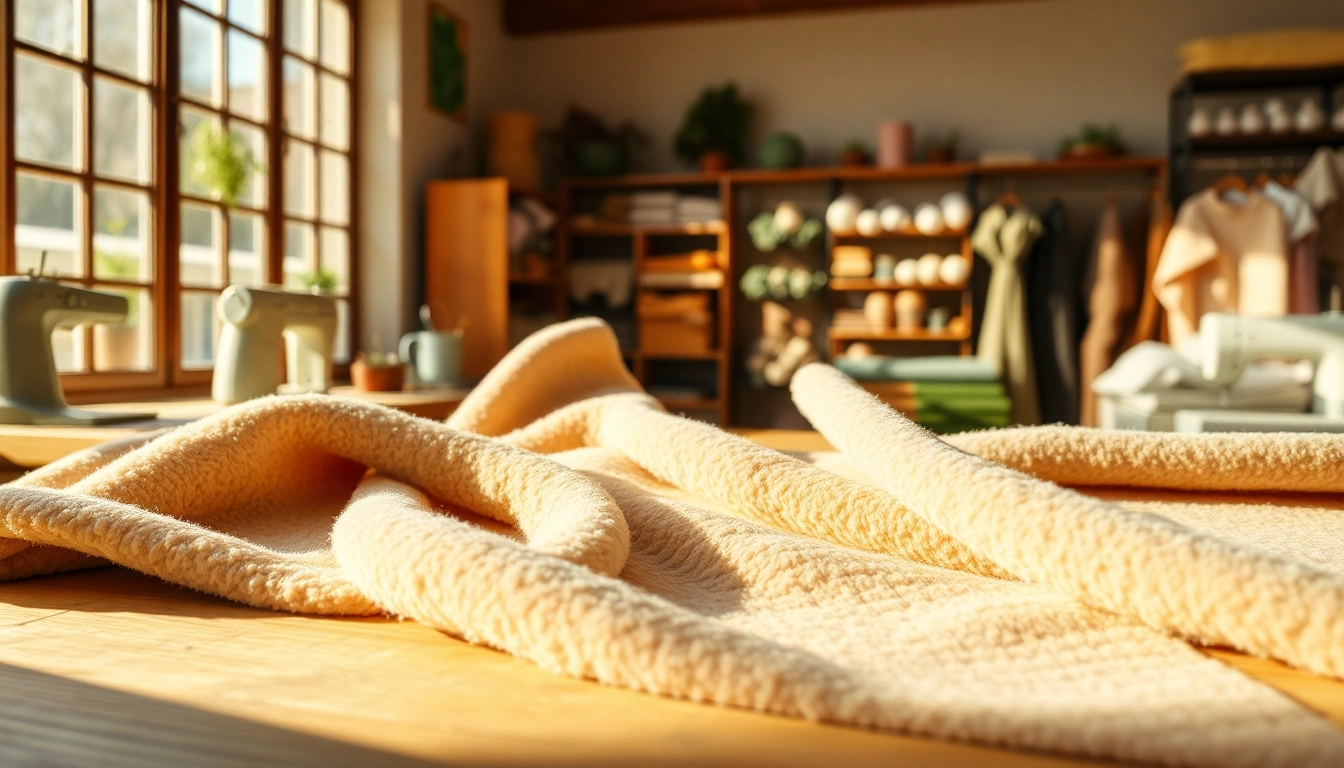 Fleece stof in een gezellige werkplaats met natuurlijk licht dat de textuur benadrukt.