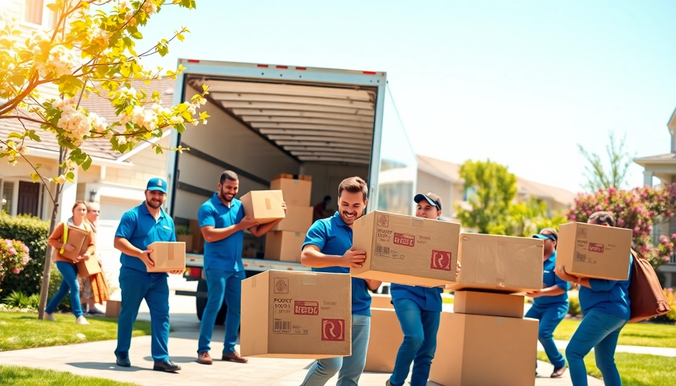 Moving company Vancouver team efficiently unloading boxes during a friendly home move.