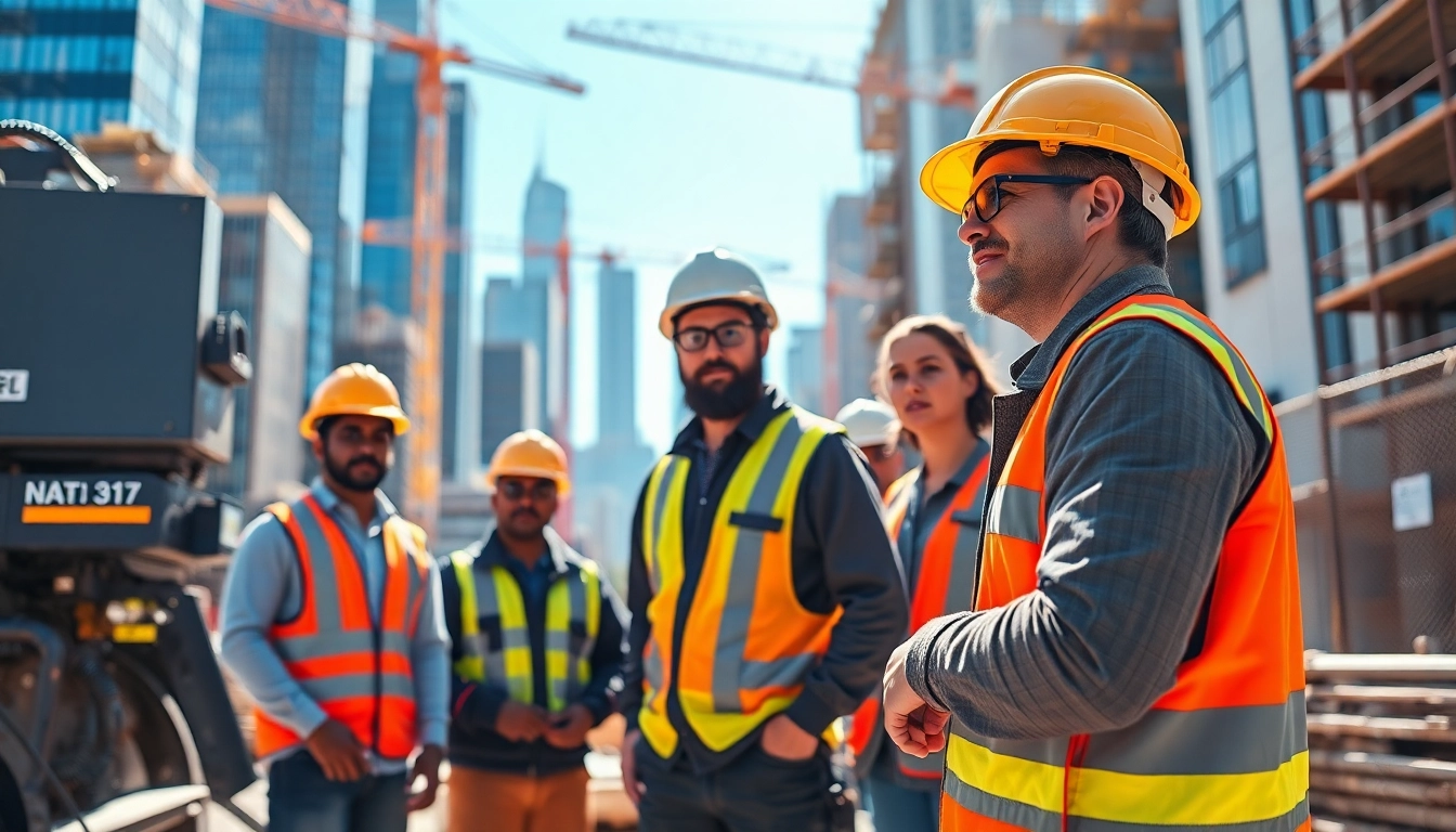 Manhattan General Contractor supervising a dynamic construction site in New York City, emphasizing teamwork.
