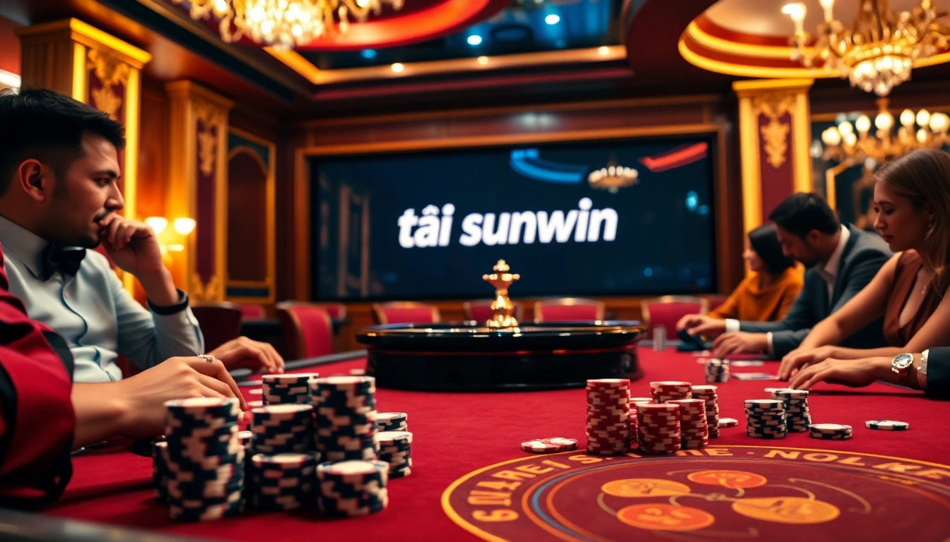Experience the thrill of playing poker with "tải sunwin" in a luxurious casino setting.
