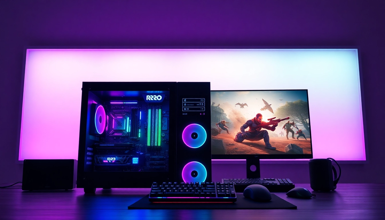 Gaming-PC-Ankauf – Moderner High-End-Gaming-PC-Setup mit RGB-Beleuchtung, eine einladende Atmosphäre.