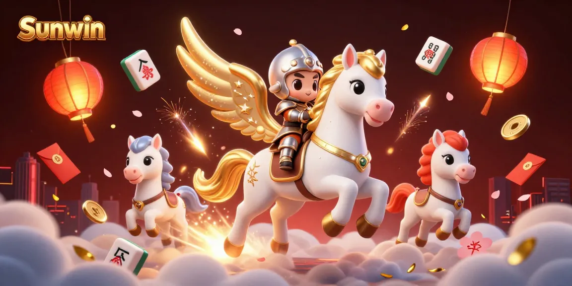 Experience the thrill of Sunwin with a celestial knight and floating game elements.