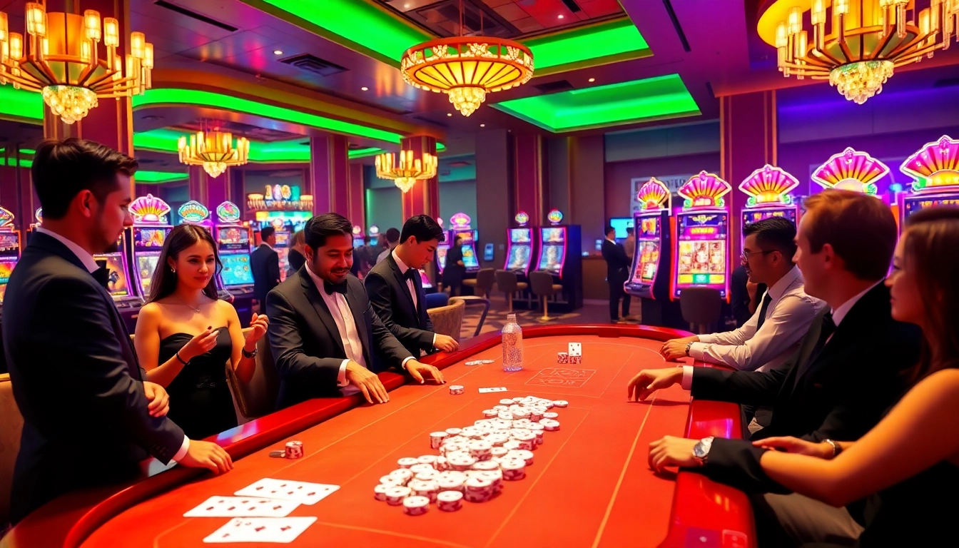 Experience excitement at https://rr88co.net/ with players engaging in thrilling casino games at a vibrant gaming table.