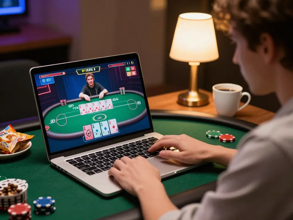 Player enjoying an online poker game at rr88 with a focus on strategy and excitement
