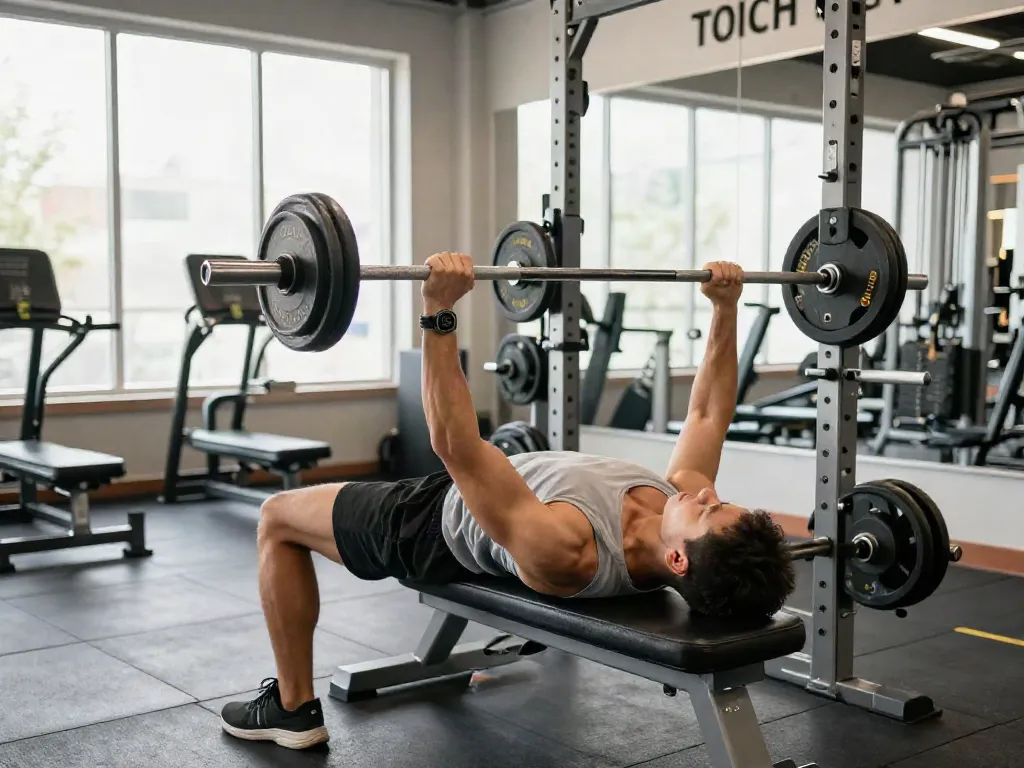 Engaging gym scene featuring an athlete lifting weights, showcasing dedication to fitness and anabolizzanti online.