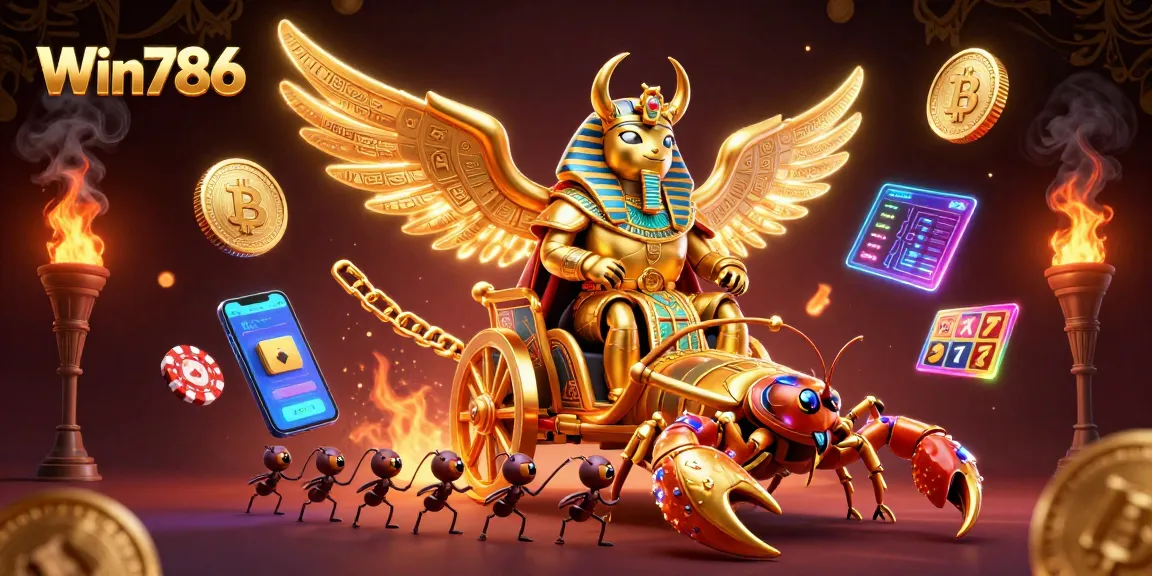 Win786 offers a thrilling online gaming experience featuring a vibrant 3D casino illustration with exhilarating game elements.
