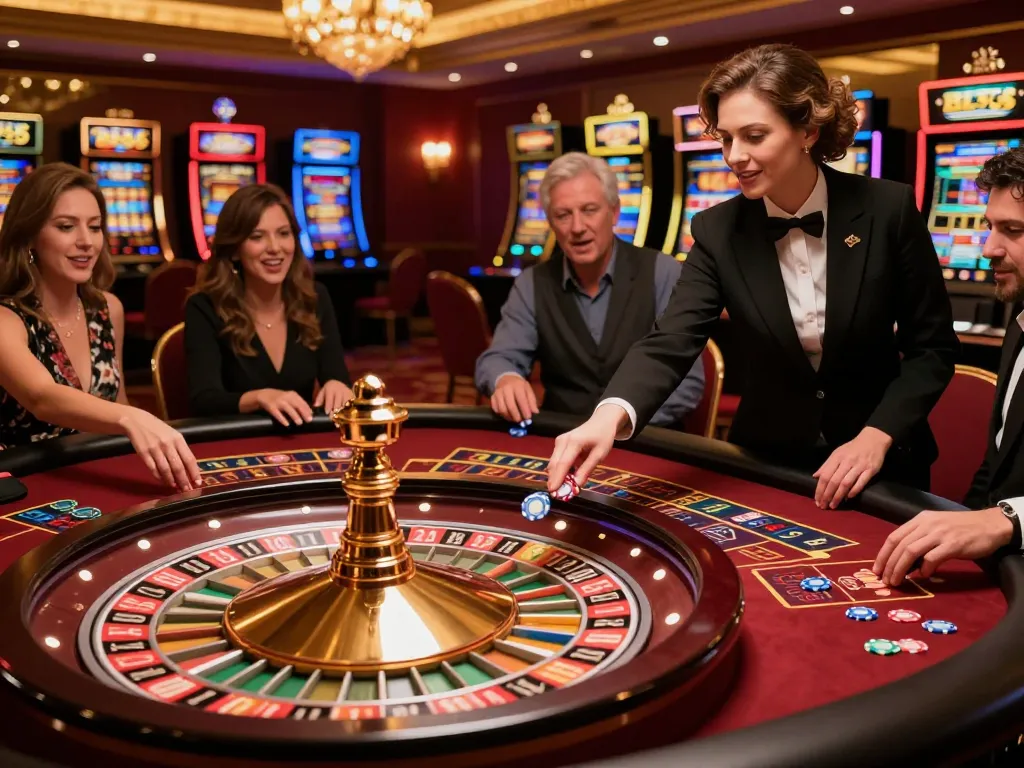 Players immerse in the dynamic world of BL555 roulette, experiencing excitement at the vibrant table.