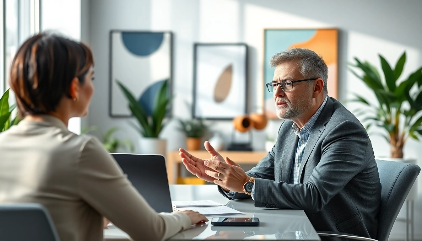 Marketing Consultant presenting marketing strategies in a modern office setting.