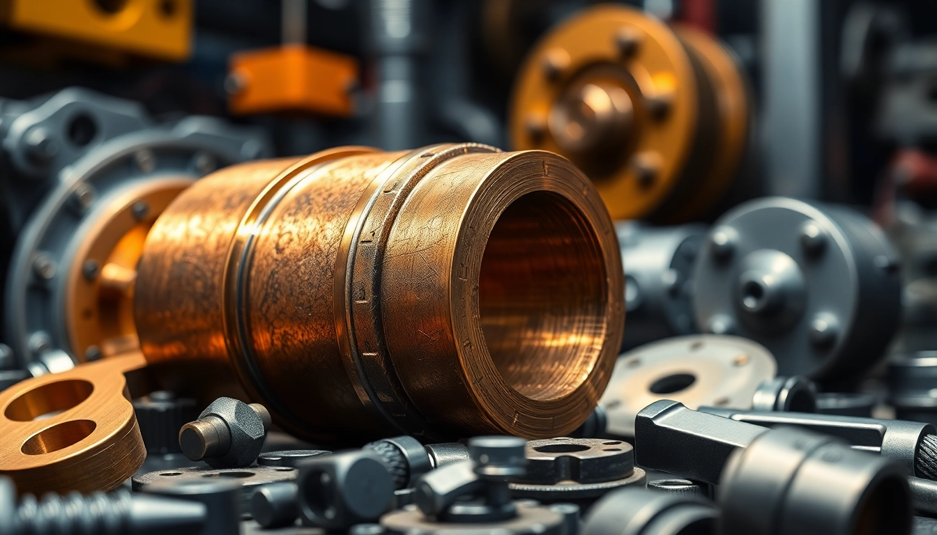 Bucsa bronz care își arată strălucirea metalică și utilizarea industrială în medii mecanice.