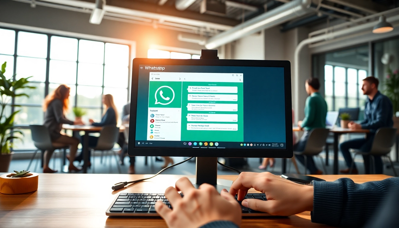 Utilizing WhatsApp Smart CRM in a modern office setting to enhance collaboration and organization.