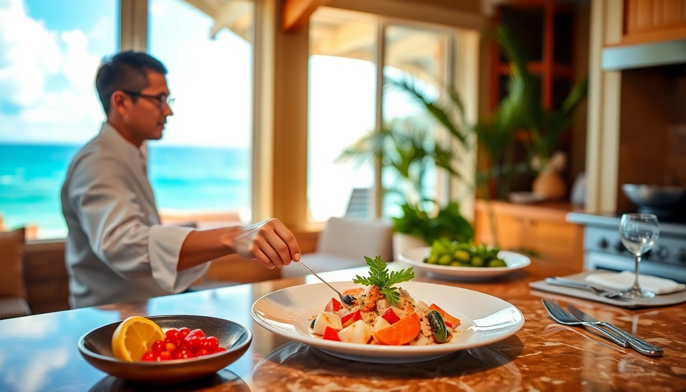 Experience a gourmet meal prepared by a Sint Maarten private chef showcasing fresh local ingredients.