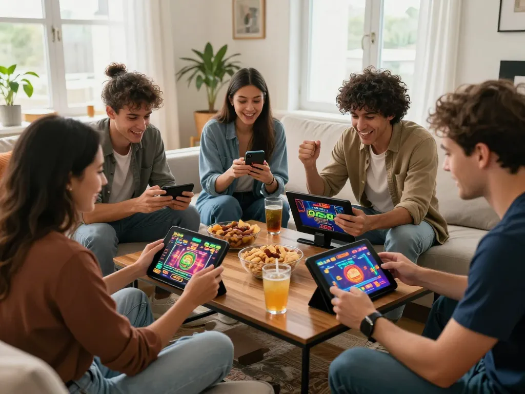 Exciting group gameplay scene centered around Go88, showcasing friends engaging in online casino gaming.