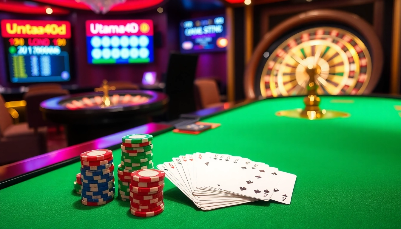 Seorang penjudi profesional menganalisis prediksi utama4d di meja kasino yang elegan.