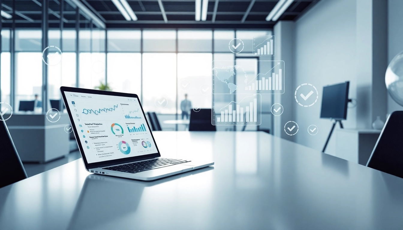 Contact data verification workflow in a modern office setup with data analytics.