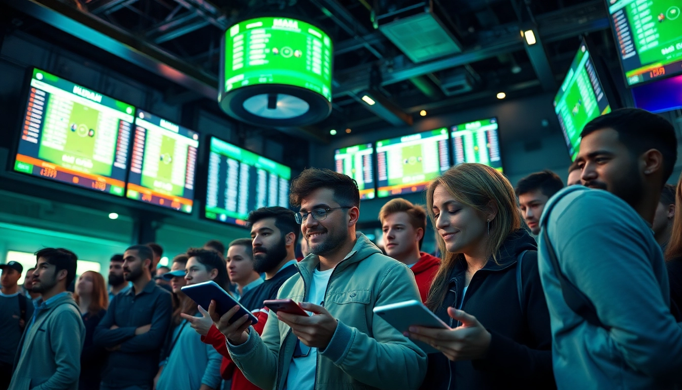 Engaging scene showcasing keonhacai football betting odds in a vibrant sports environment.