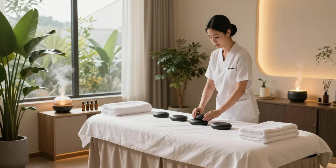 Relaxing 부산스웨디시 therapy spa room featuring a massage table ready for services.