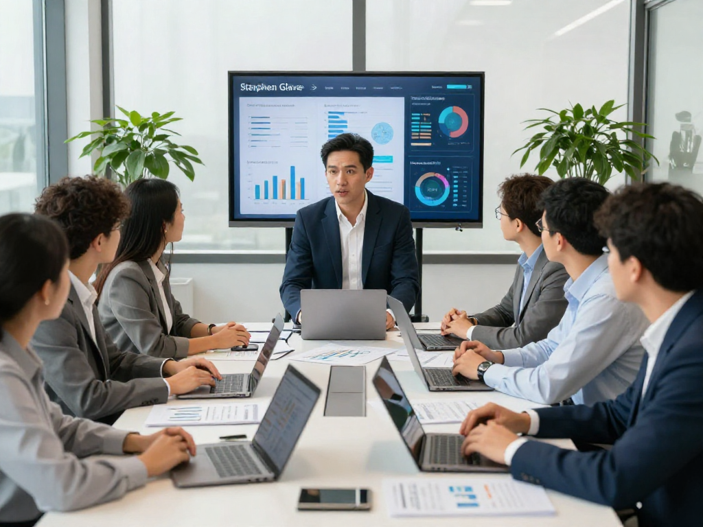 Stephen Gleave Ancaster leading a strategic planning session in a modern office