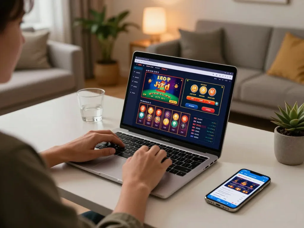 Engage in thrilling gameplay at https://88bet.zone/ with a laptop setup for online casino gaming.