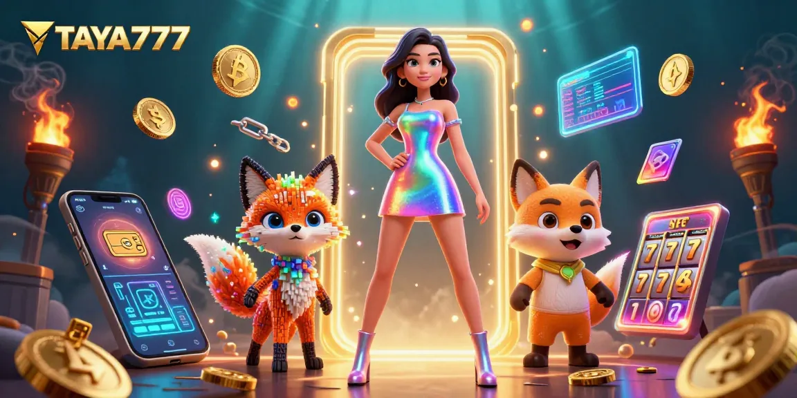 Engage with TAYA777's vibrant gaming scene showcasing innovative slot games and crypto elements.