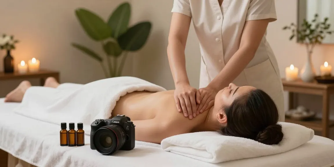 마사지 중인 고객과 치료사의 편안한 스파 환경을 담은 이미지