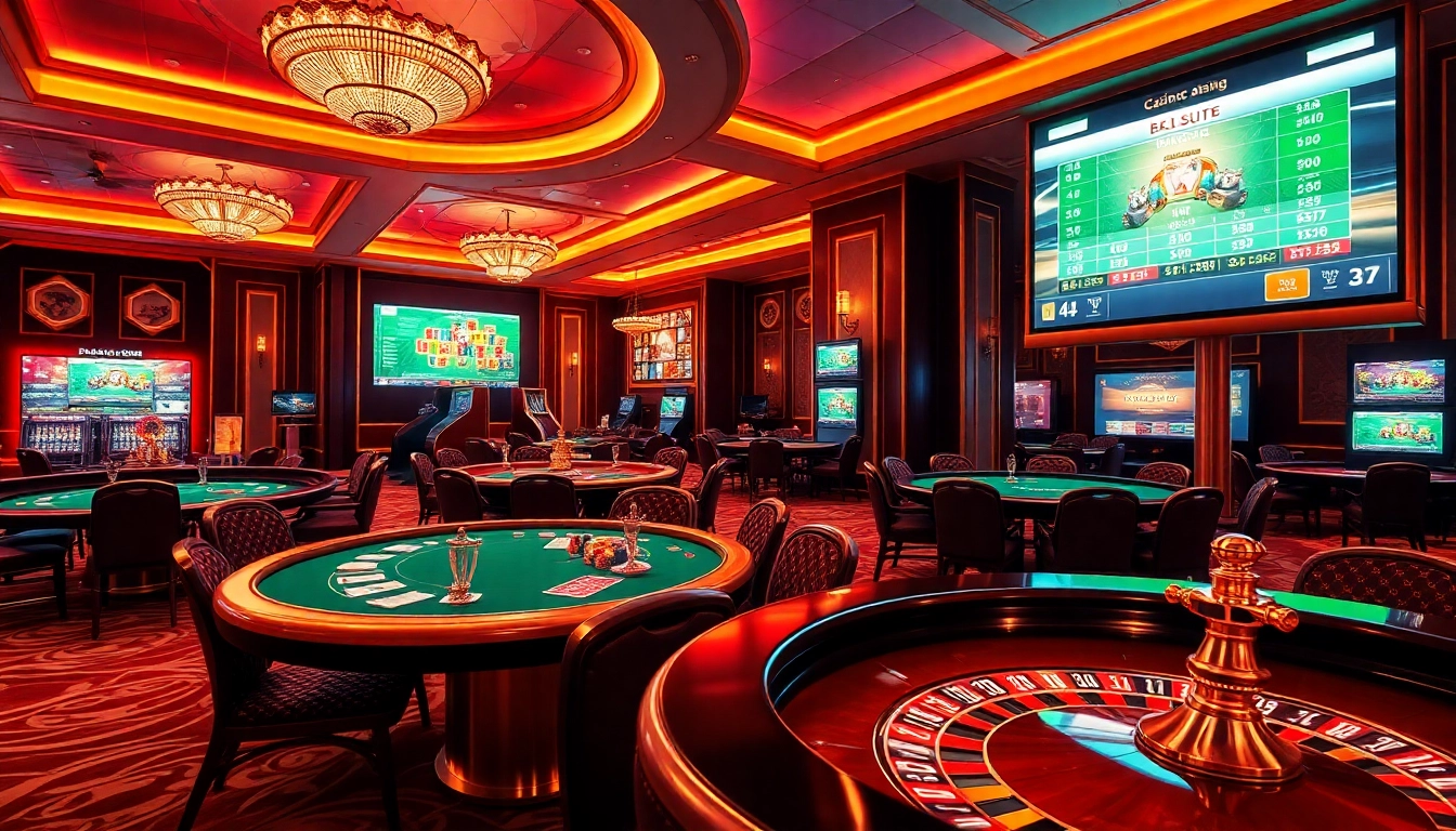 Participez à des jeux captivants de casino en ligne avec des lumières clignotantes et des actions de paris.