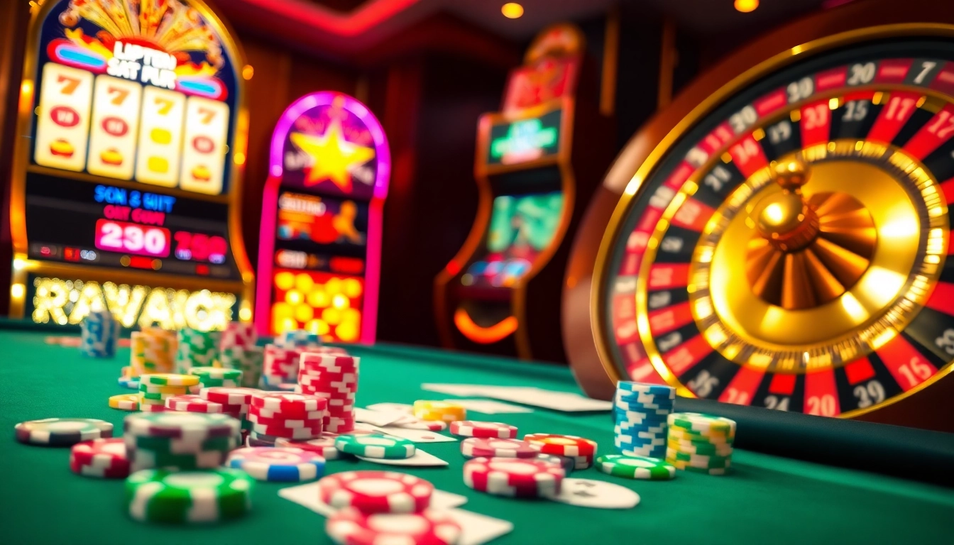 Hitclub players enjoying an exciting game at a vibrant casino table with poker chips.