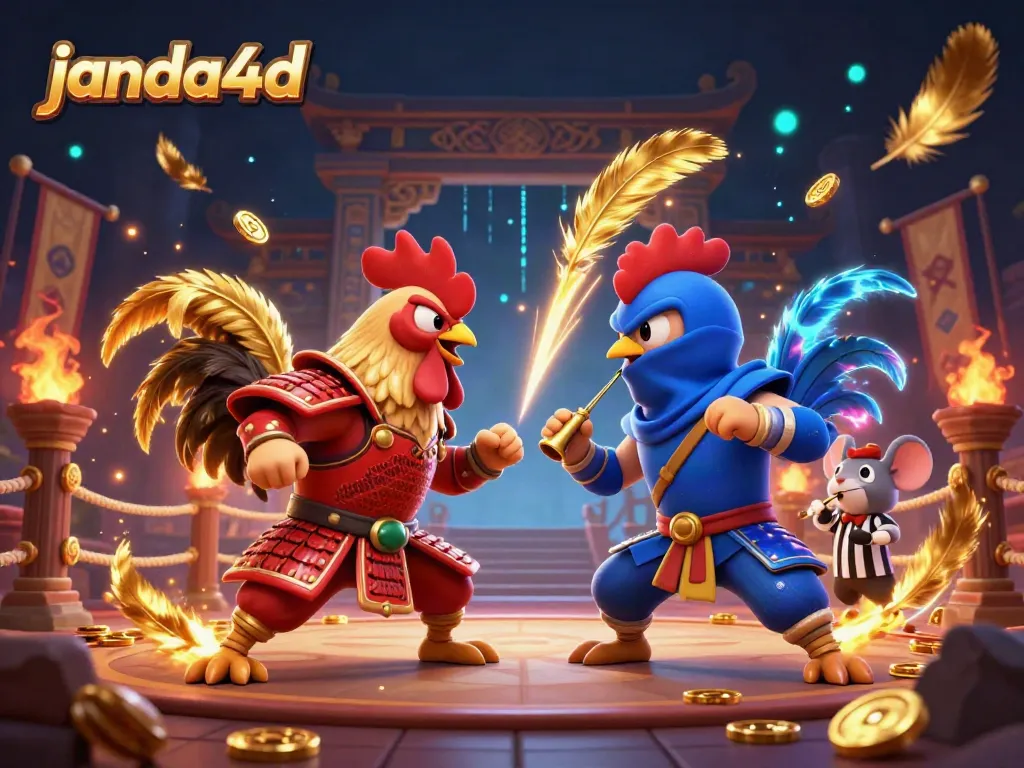 JANDA4D menghadirkan duel ayam bertarung yang dramatis dalam arena virtual yang dinamis.