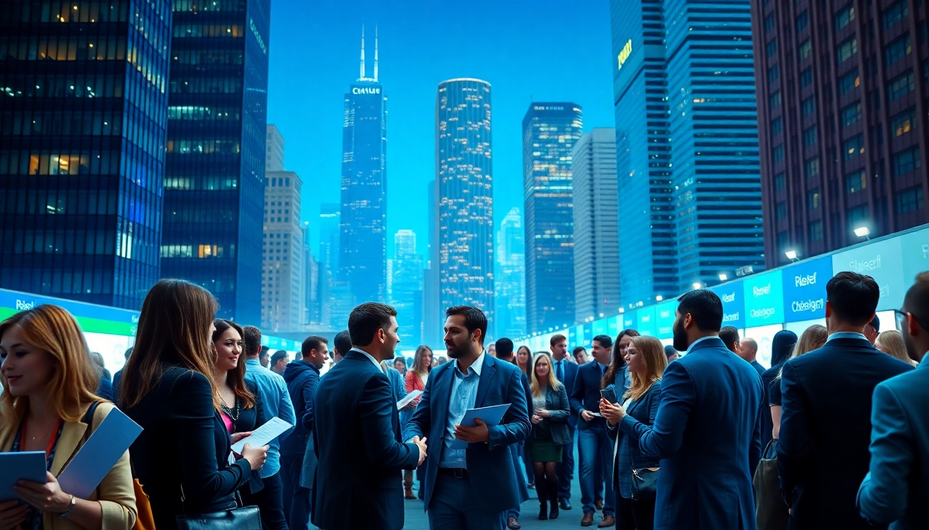 Job-seekers exploring Chicago jobs at a vibrant career fair in the city.