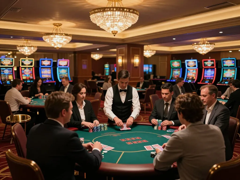 Players engaging at poker tables at DH 88 casino while enjoying an upscale gambling experience