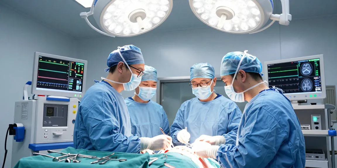 Image of a neurosurgery team performing a beyin ameliyatı in a modern operating room with advanced medical equipment.
