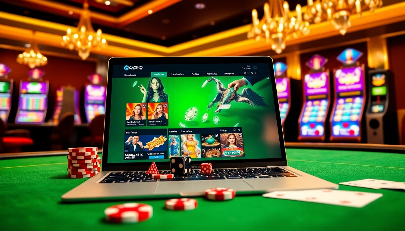 Vivez une expérience de jeu passionnante avec le casino en ligne présentant des machines à sous vibrantes et des jetons de poker.
