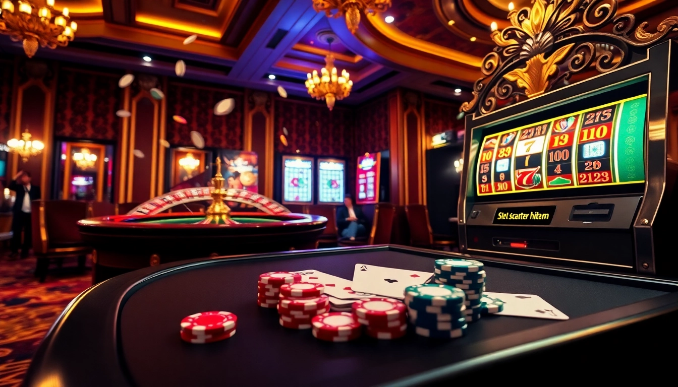 Experience high stakes with the 'slot scatter hitam' in an exciting casino scene full of action.