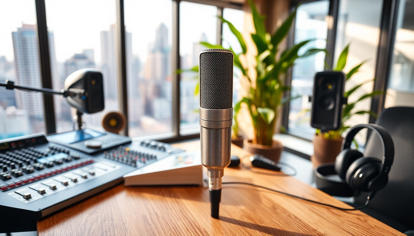 MV88 microphone showcased in a vibrant recording studio, revealing its sleek design and urban backdrop.