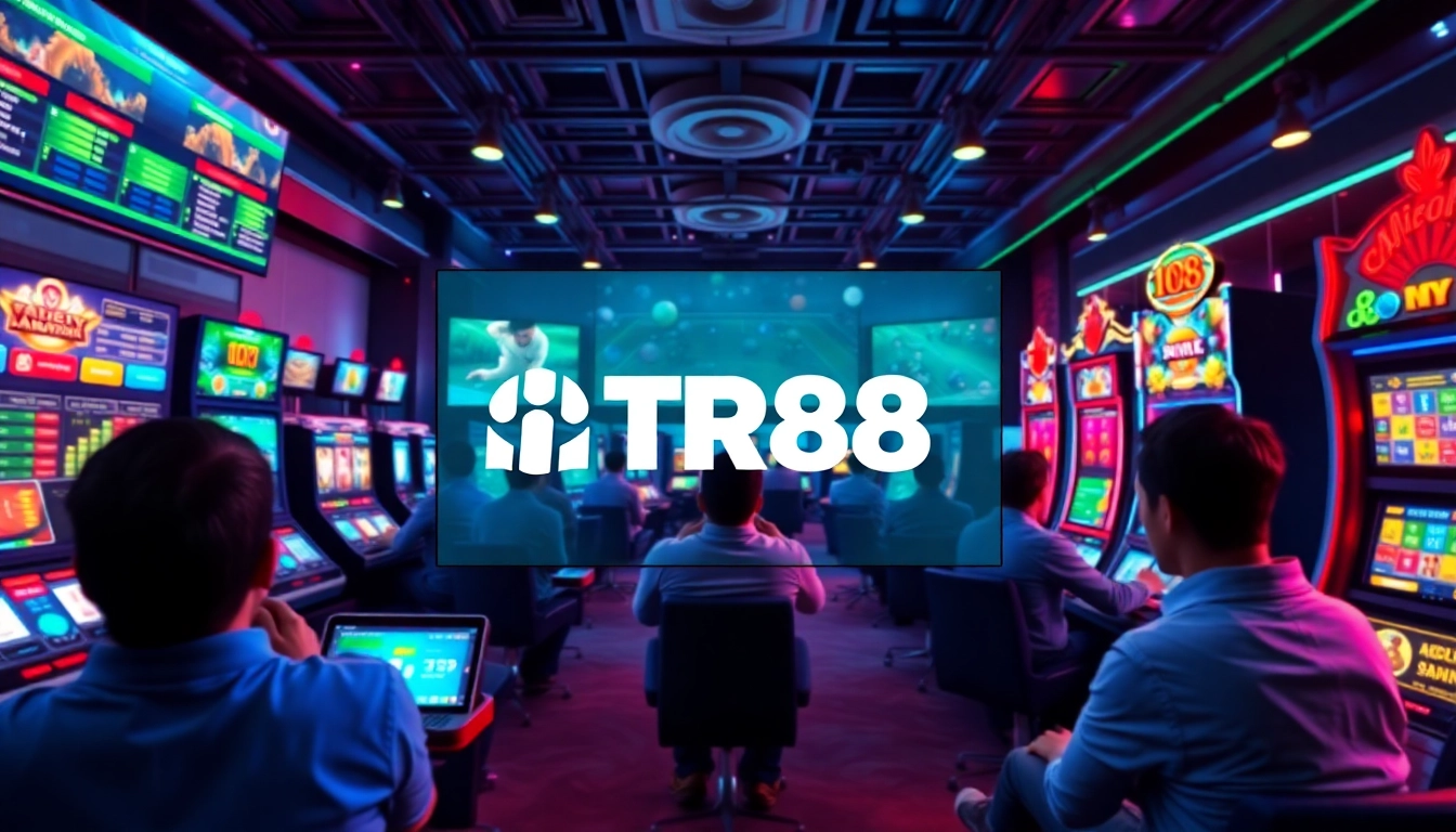 Exciting online gaming experience with TR88 logo, engaging players in various betting activities.