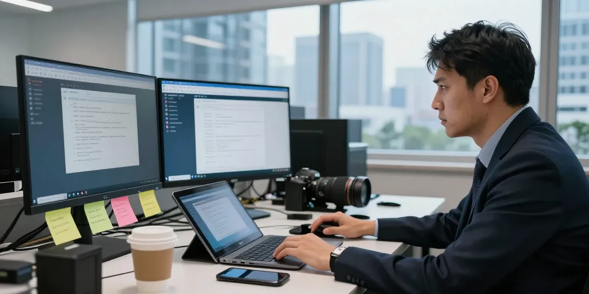 Employee checking security status of connections on https://shs-dome5.com/ from a modern office environment.