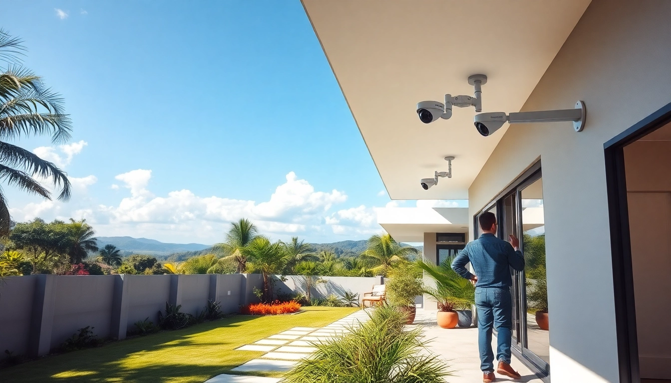 Cámaras de seguridad de alta tecnología instaladas en una casa moderna de Guanacaste, que brindan protección.