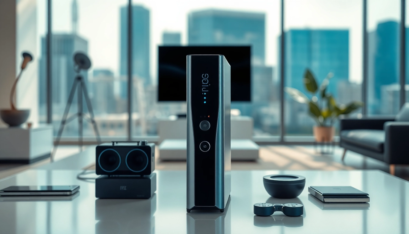 C168 device showcased in a modern setting with vibrant lighting, highlighting its sleek design.