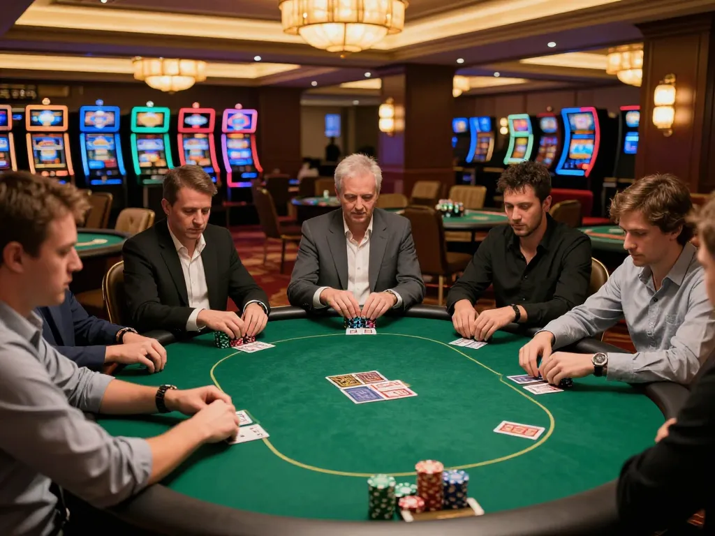 789WIN players engaged in an intense poker game showcasing strategy and high stakes