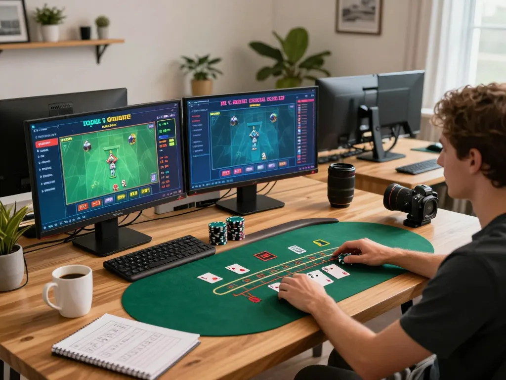 Player enjoying live dealer game on tg88.cash website in stylish home office