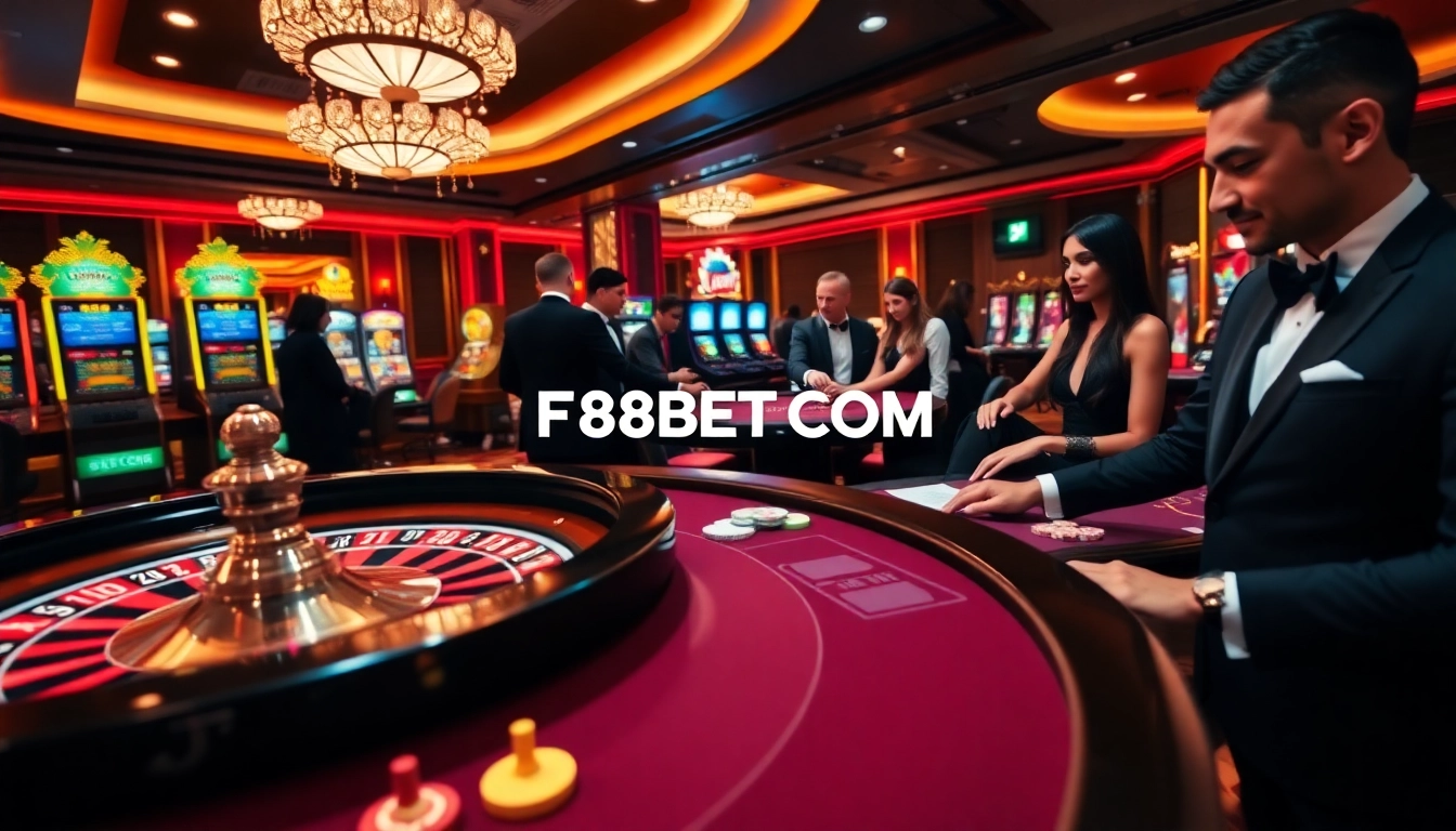 Experience the excitement of gambling at F8BET COM with a lively casino atmosphere featuring poker and slot games.