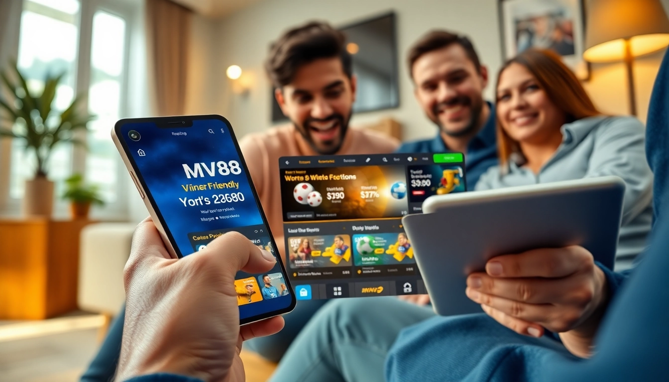 Engaging MV88 online betting app interface on modern device.