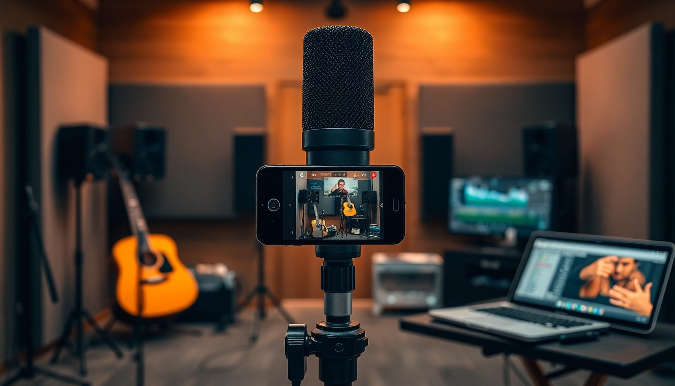 MV88 microphone capturing audio in a modern studio setup.