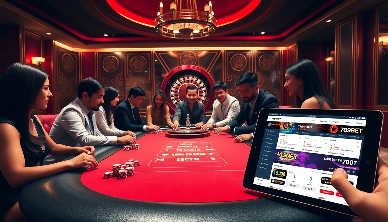Exciting poker game with vibrant chips and cards at 789BET casino.