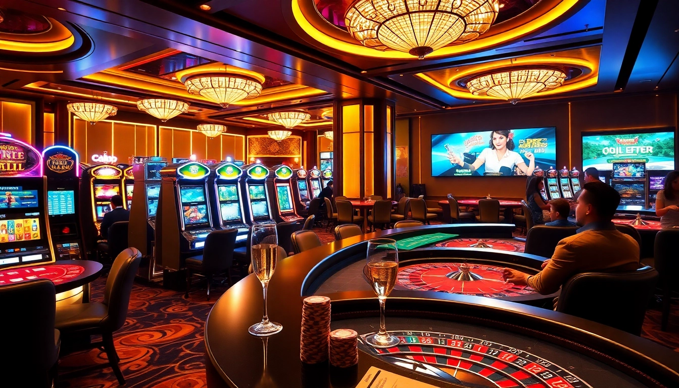 Players enjoying casino games and vibrant slots at https://www.ph22211.com/, showcasing excitement and luxury.