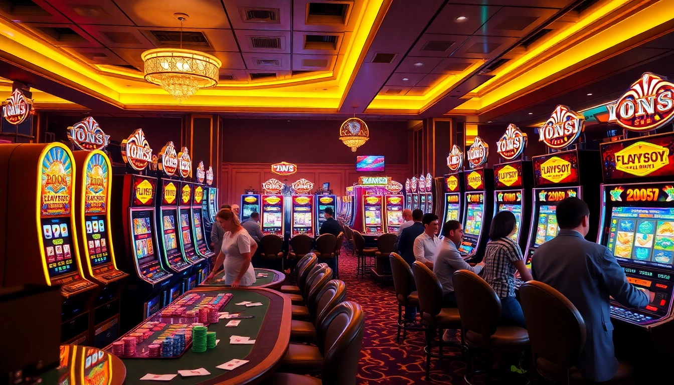 Players enjoying the excitement of the slot server kamboja at a luxurious casino.