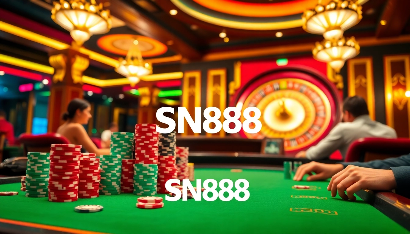 Experience thrilling gameplay at SN888 with vibrant poker tables and exciting casino ambiance.