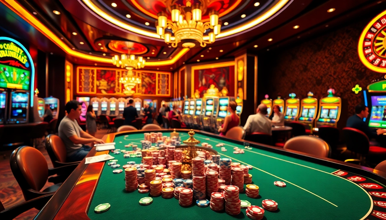 Players engaging in thrilling games at 789 bet casino tables filled with chips and cards.