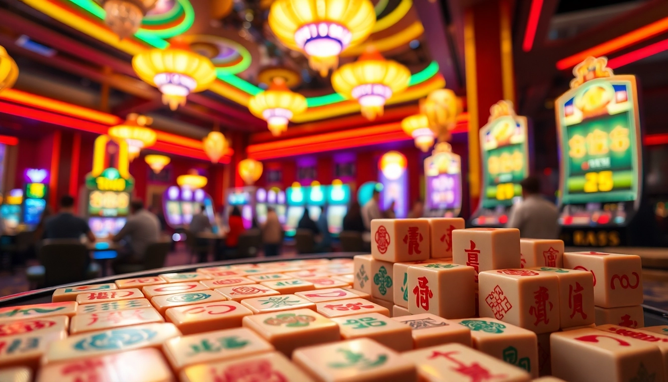 Menangkan permainan slot demo mahjong dengan desain kasino yang cerah dan menarik.